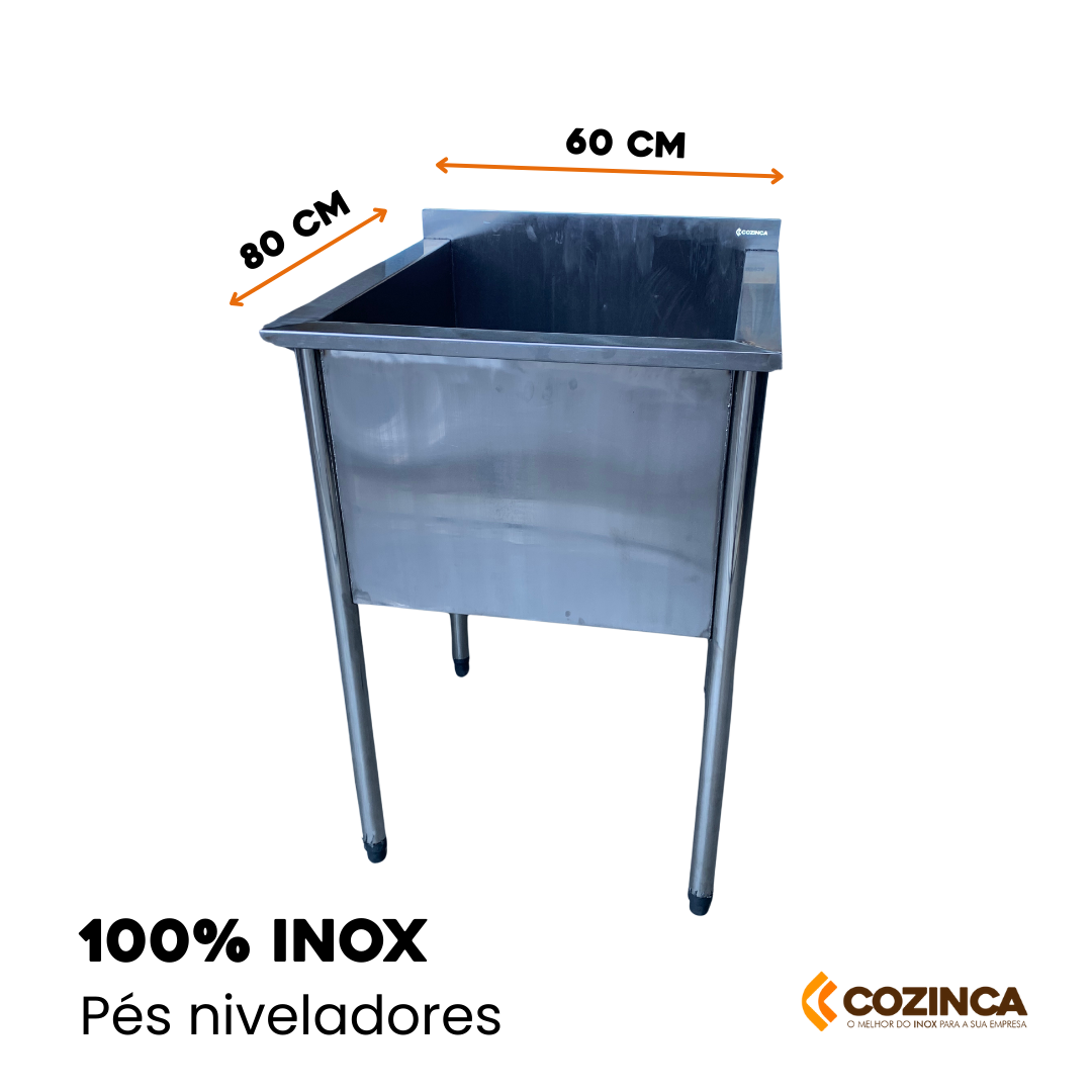 Tanque Inox 80x60cm Cozinha Industrial